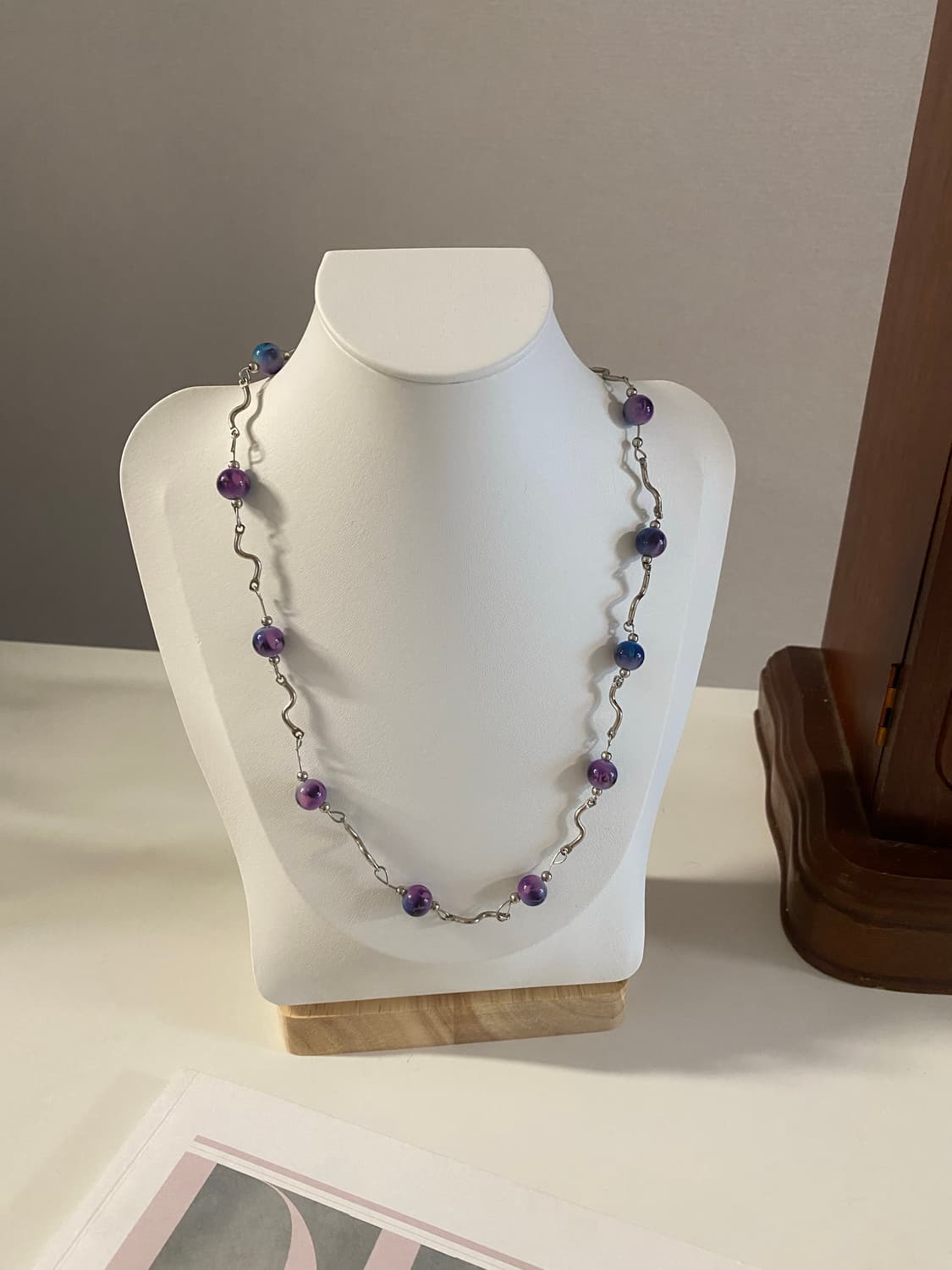 빈티지 퍼플 블루 구슬 목걸이 상품이미지1