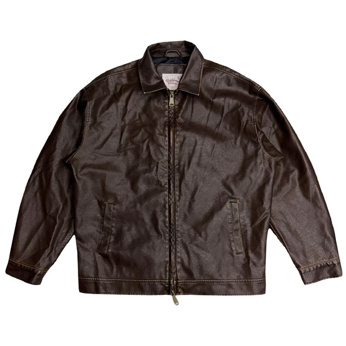 RUGGED HOUSE 워시드 비건 레더 오버핏 블루종 1 상품이미지1