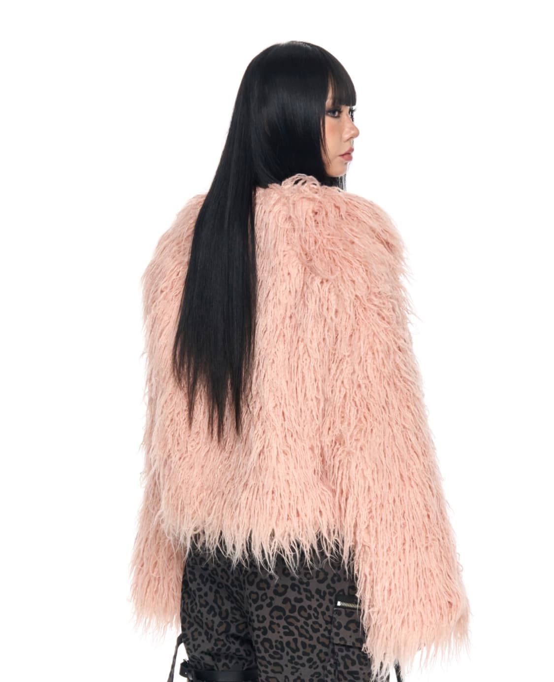 스키즘인듀싱 크롭 스파이키 폭스퍼자켓 베이비핑크 페이크시어링숏점퍼헤어리믹 상품이미지10