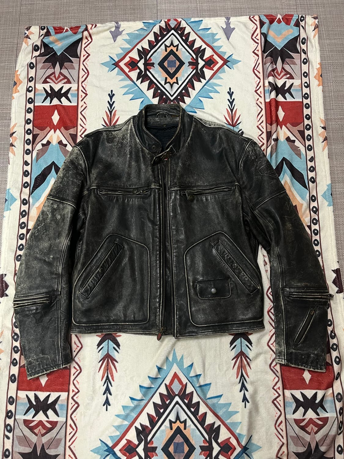 90's 퍼스트 기어 소가죽 모터사이클 자켓 42~44 상품이미지1