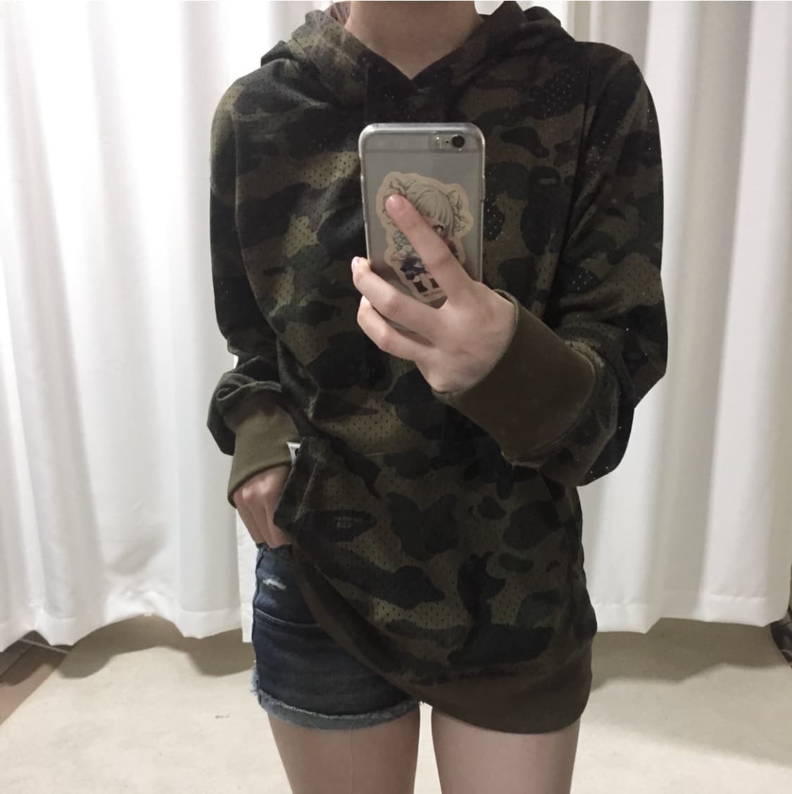 베이프 매쉬 카모 카키 밀리터리 후드 티  상품이미지1