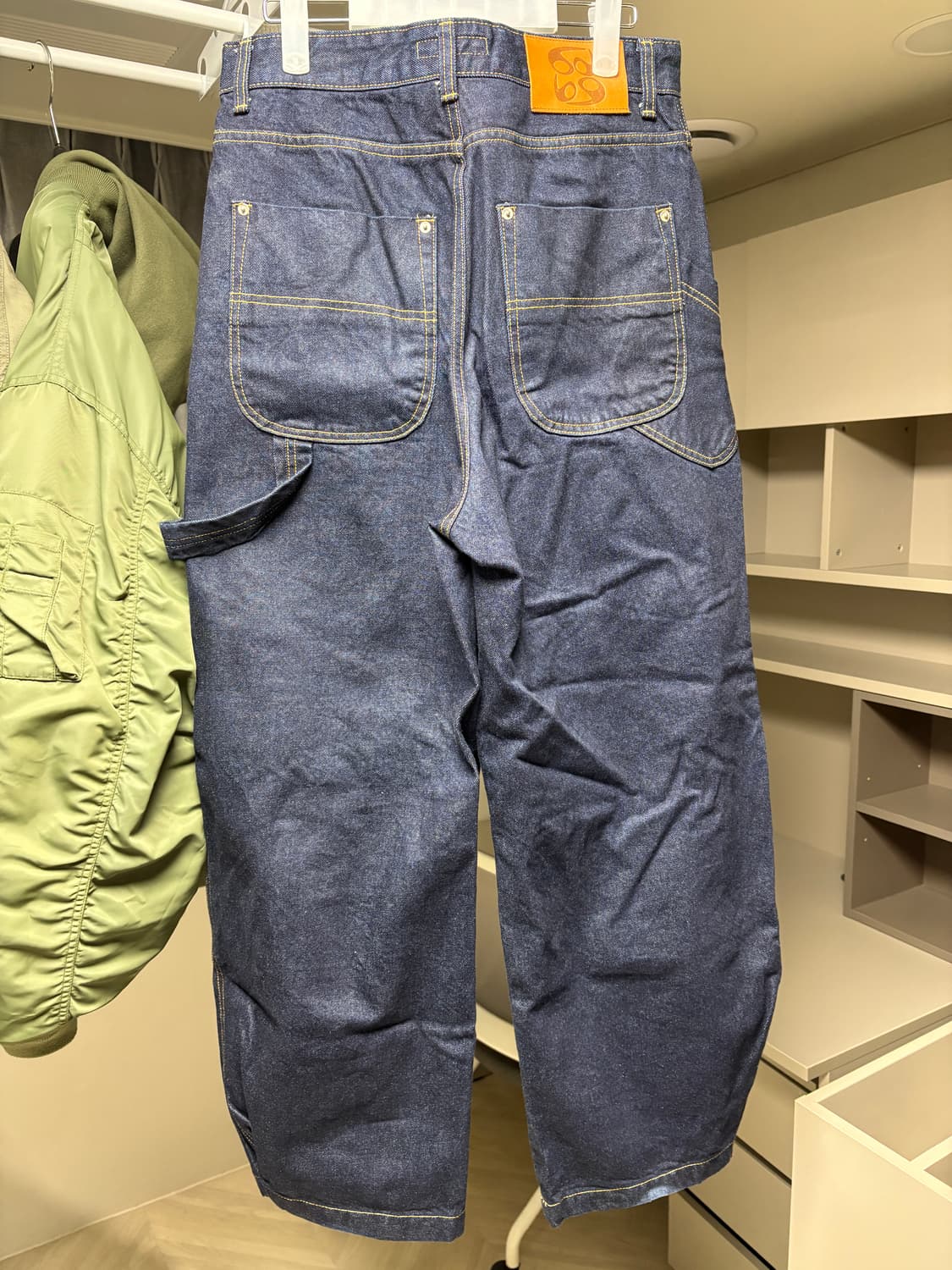 [1] 9999아카이브 더블니 데님 팬츠 인디고 블루 상품이미지3