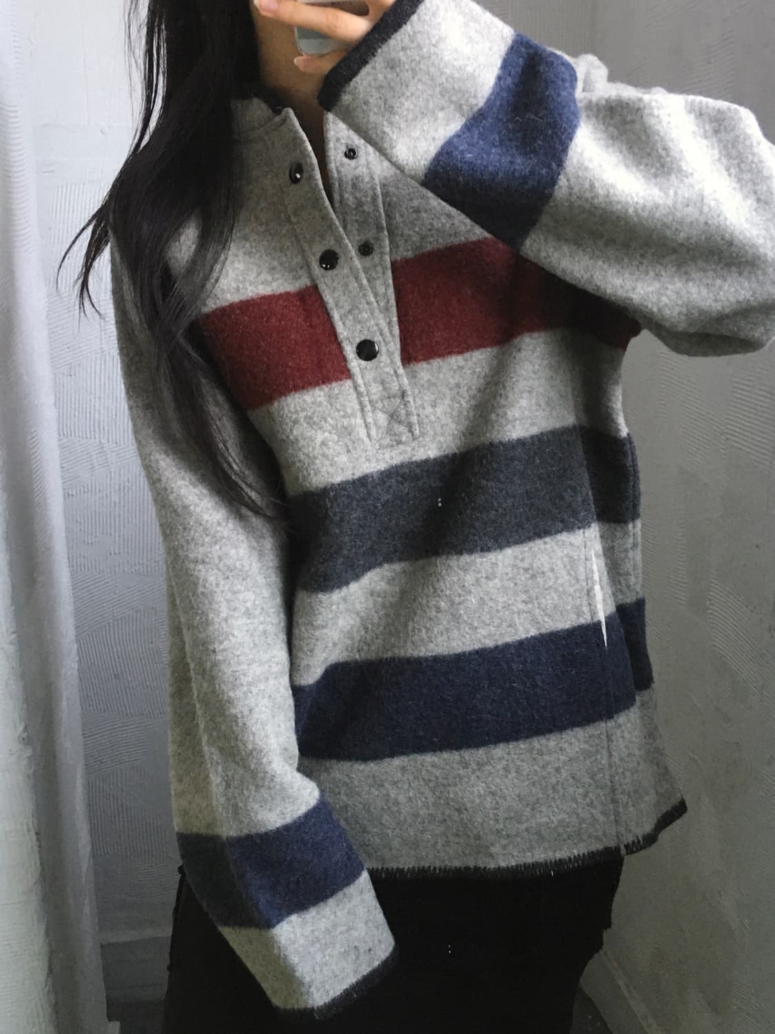 Woolrich 울리치 단가라 쓰리버튼 울 혼방 하프니트 상품이미지1