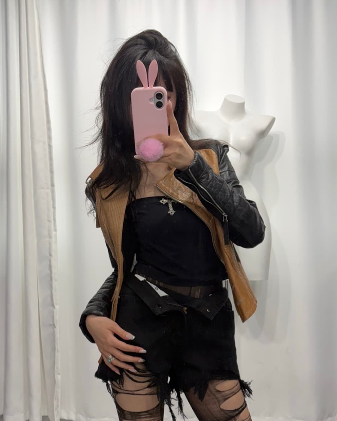 🎸블랙 & 브라운 레더 자켓 상품이미지4