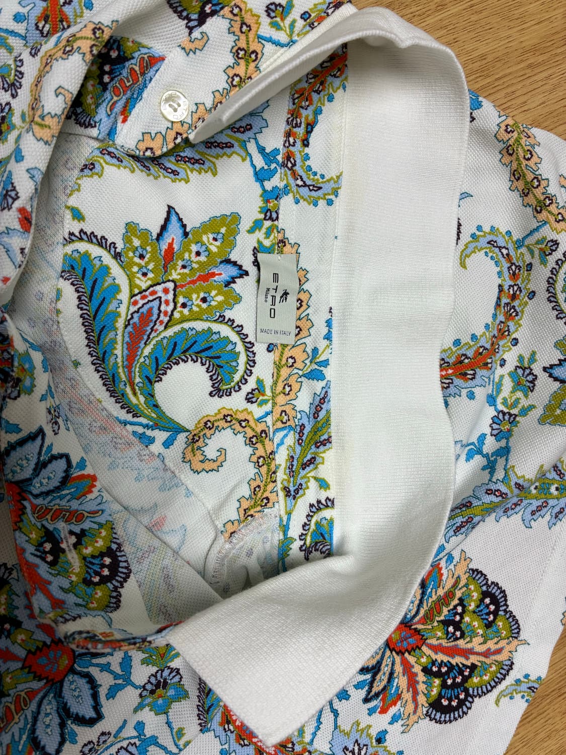 ETRO 흰색 반팔 카라티 95~100 상품이미지3