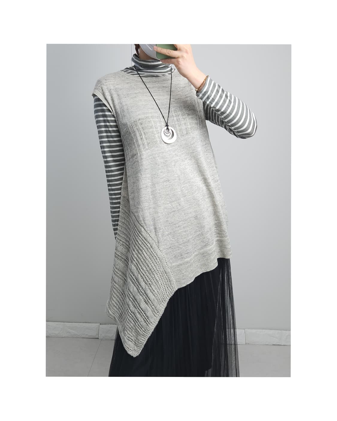 언발 롱 니트 탑 상품이미지1