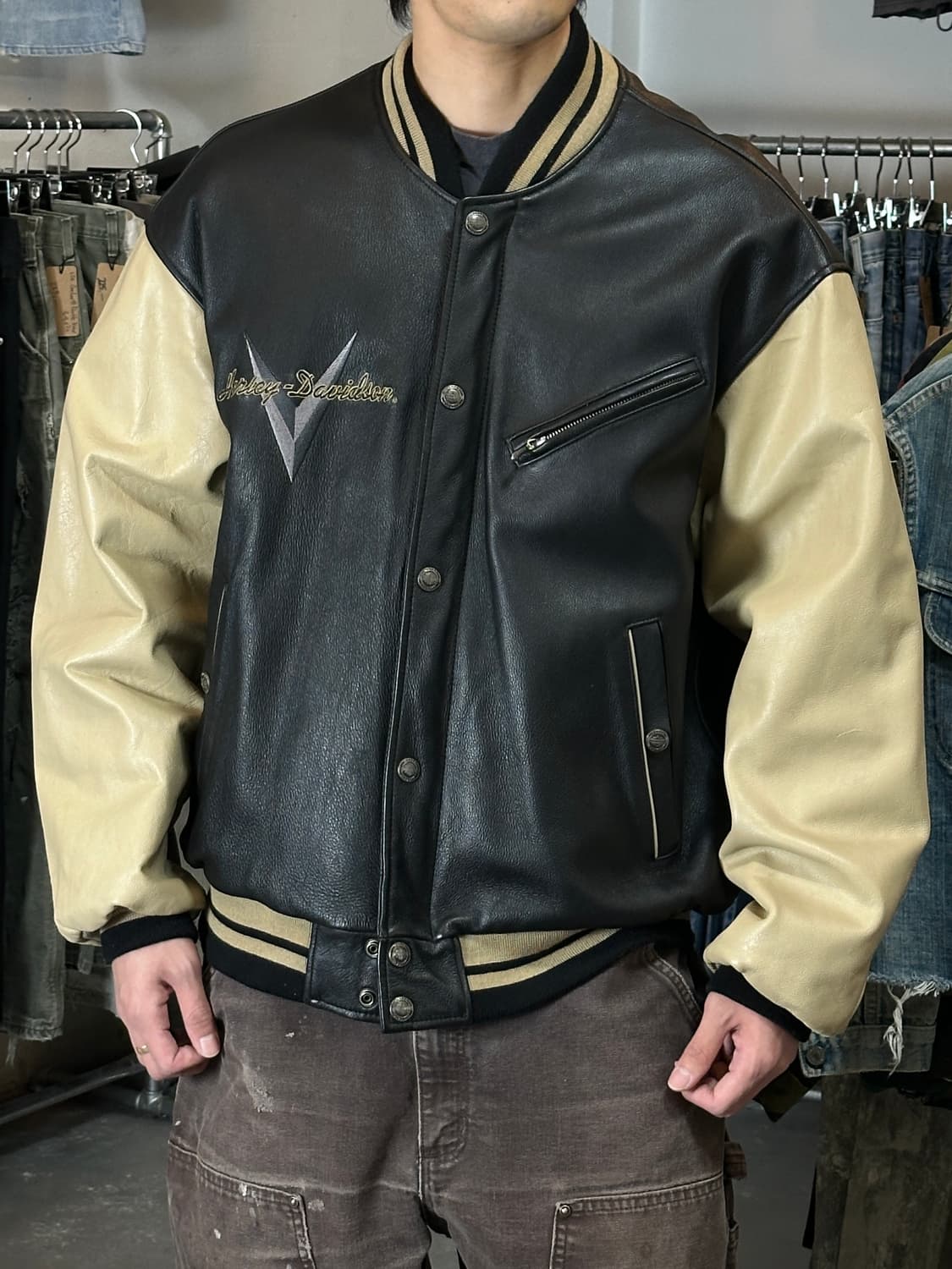 00's 할리데이비슨 레더 봄버 자켓 풀그레인 레더 자켓 상품이미지10