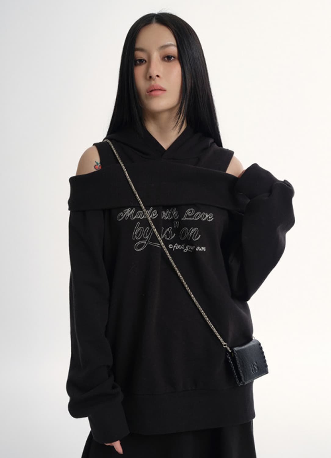 애즈온 키코 후드 스웨트셔츠 블랙 상품이미지1