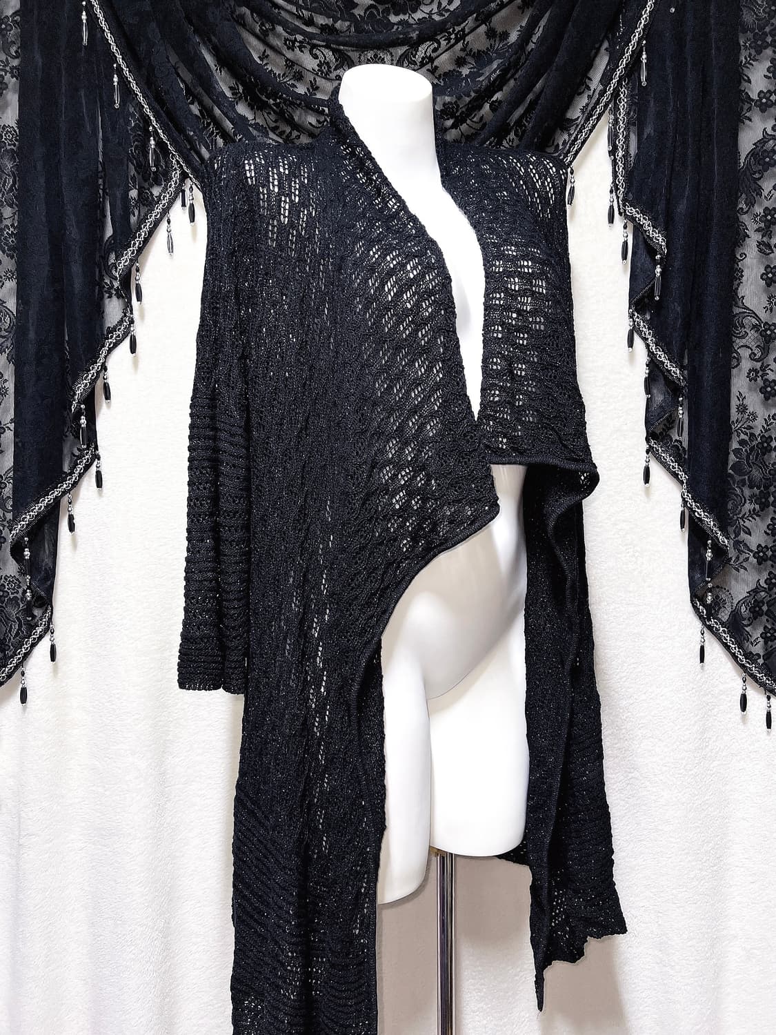 로맨틱고딕 고스펑크 오리엔탈 블랙 니트 롱가디건 페어리그런지 핀터 빈티지 상품이미지7