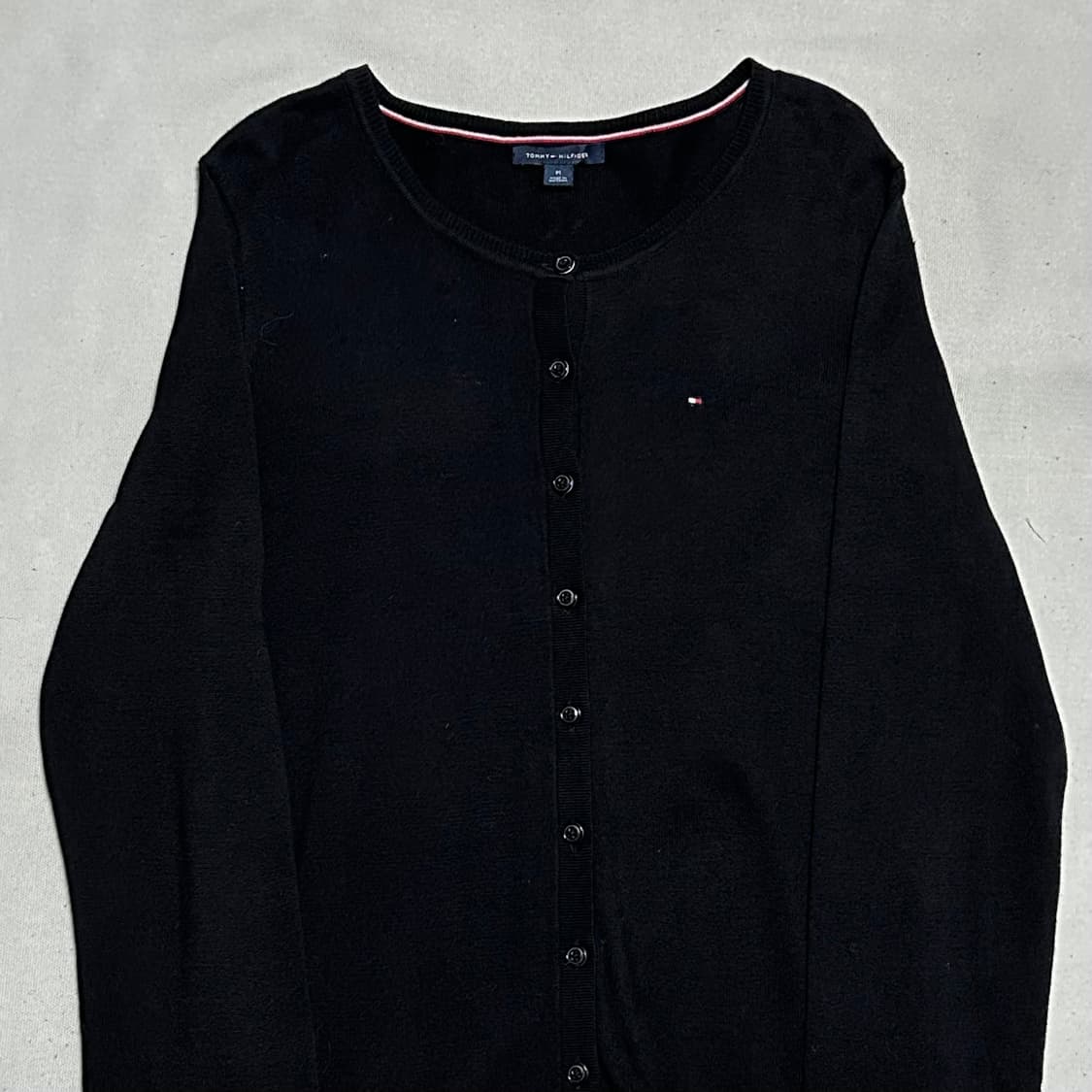 M 타미힐피거 여성용 블랙 라운드넥 가디건 상품이미지1