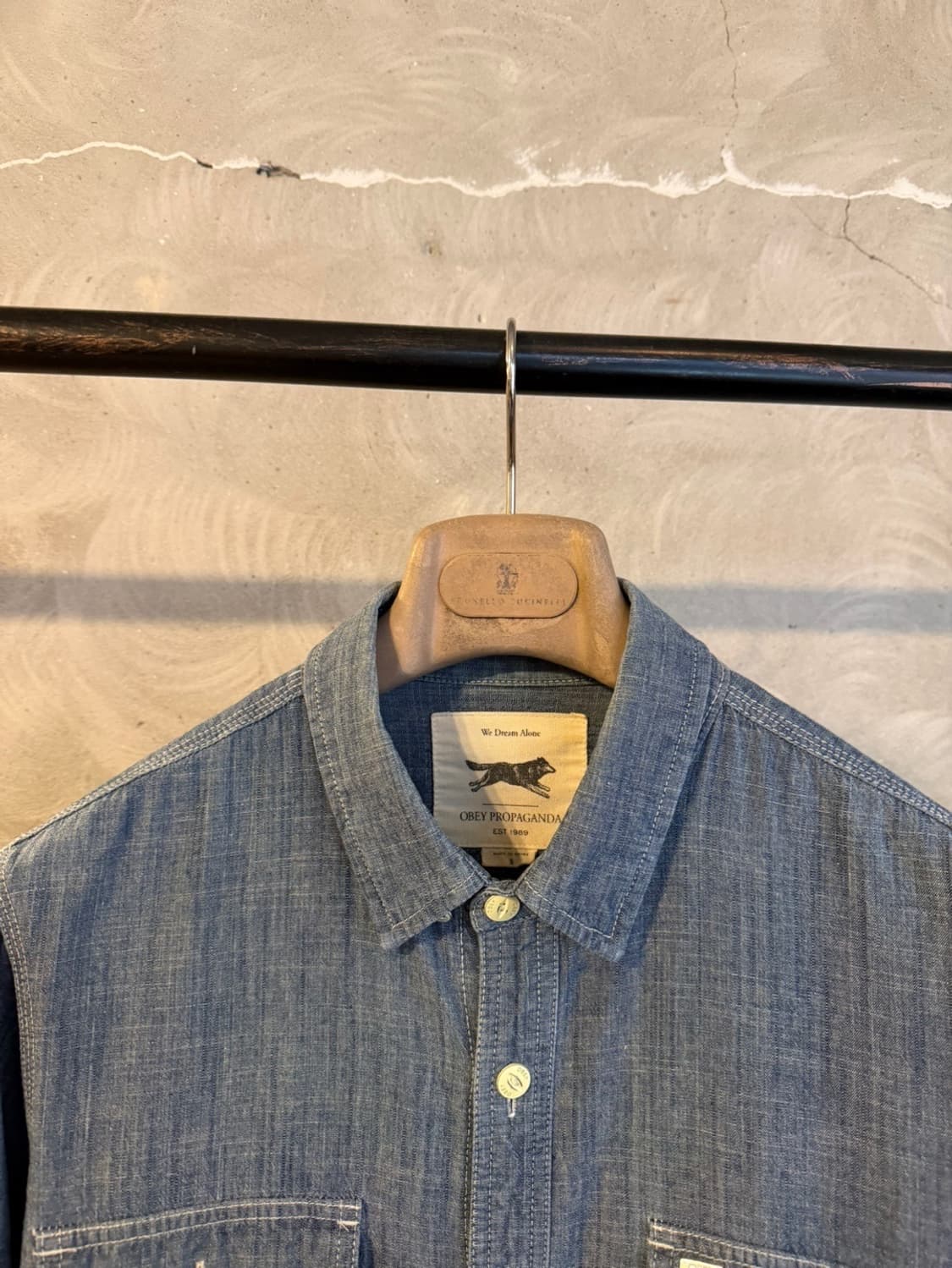 오베이 프로파간다 샴브레이 셔츠 슬림100 상품이미지6