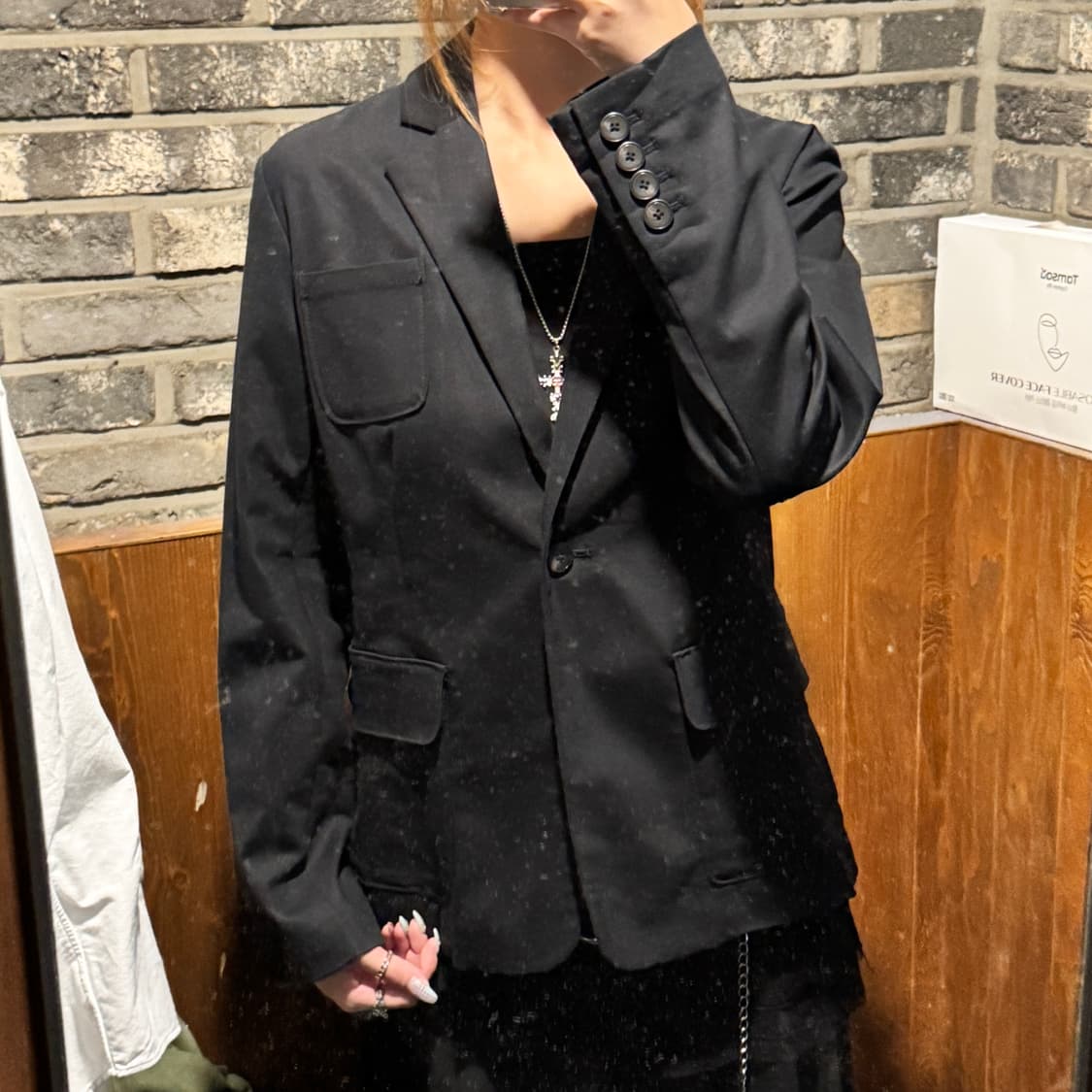 M) 에디바우어 블랙 코튼 블레이저 자켓 상품이미지8