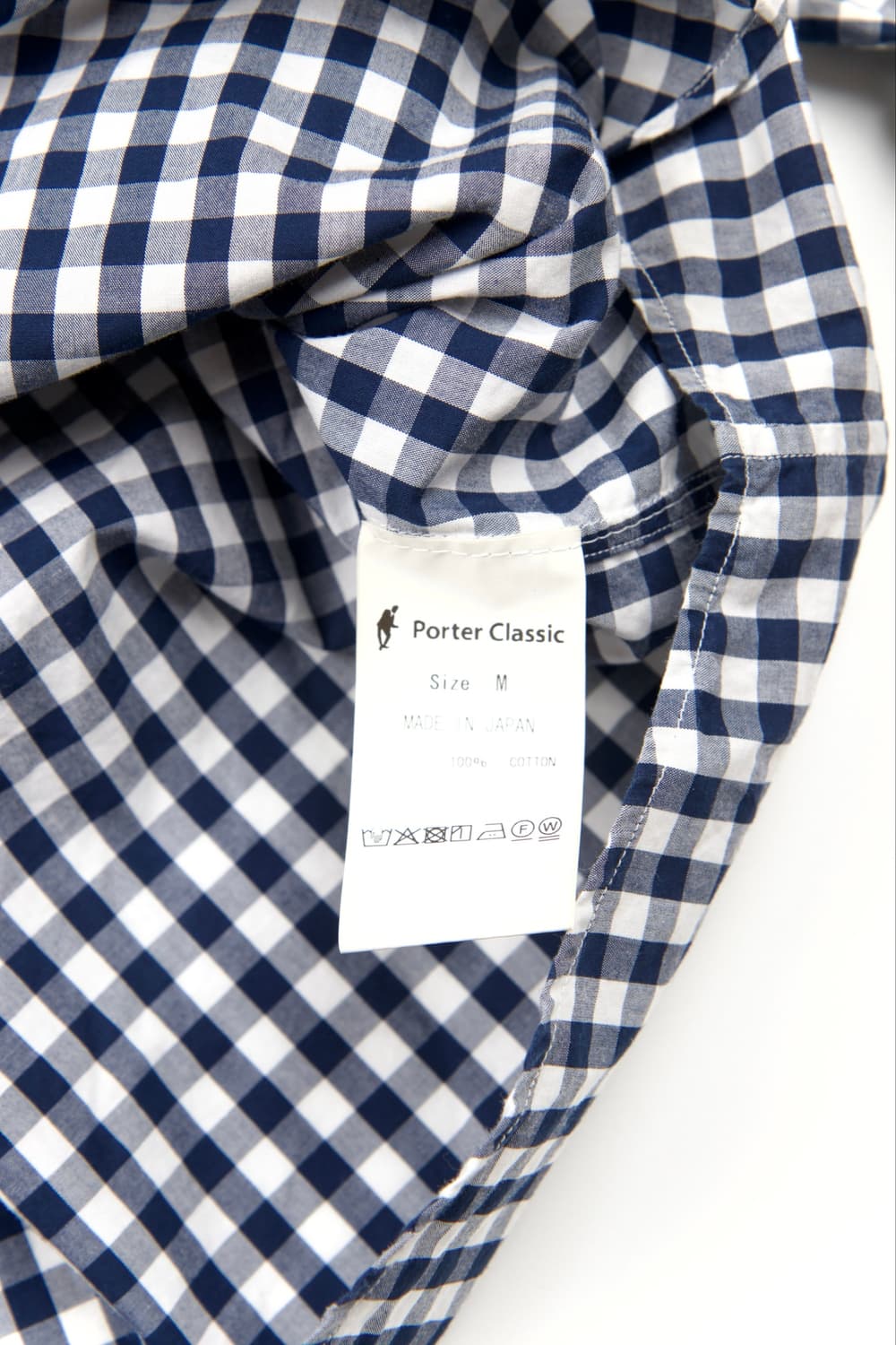 PORTER CLASSIC 롤업 깅엄 체크 셔츠 네이비 스페셜에디션  상품이미지7