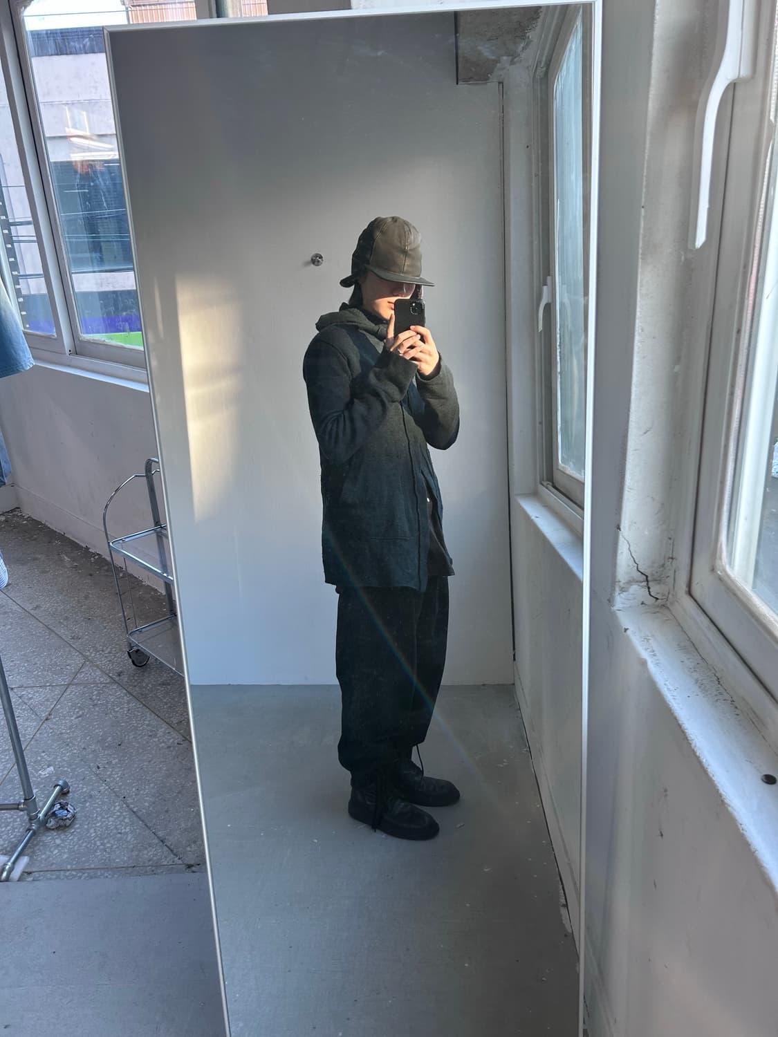 요지야마모토 후드 니트 코트 상품이미지1