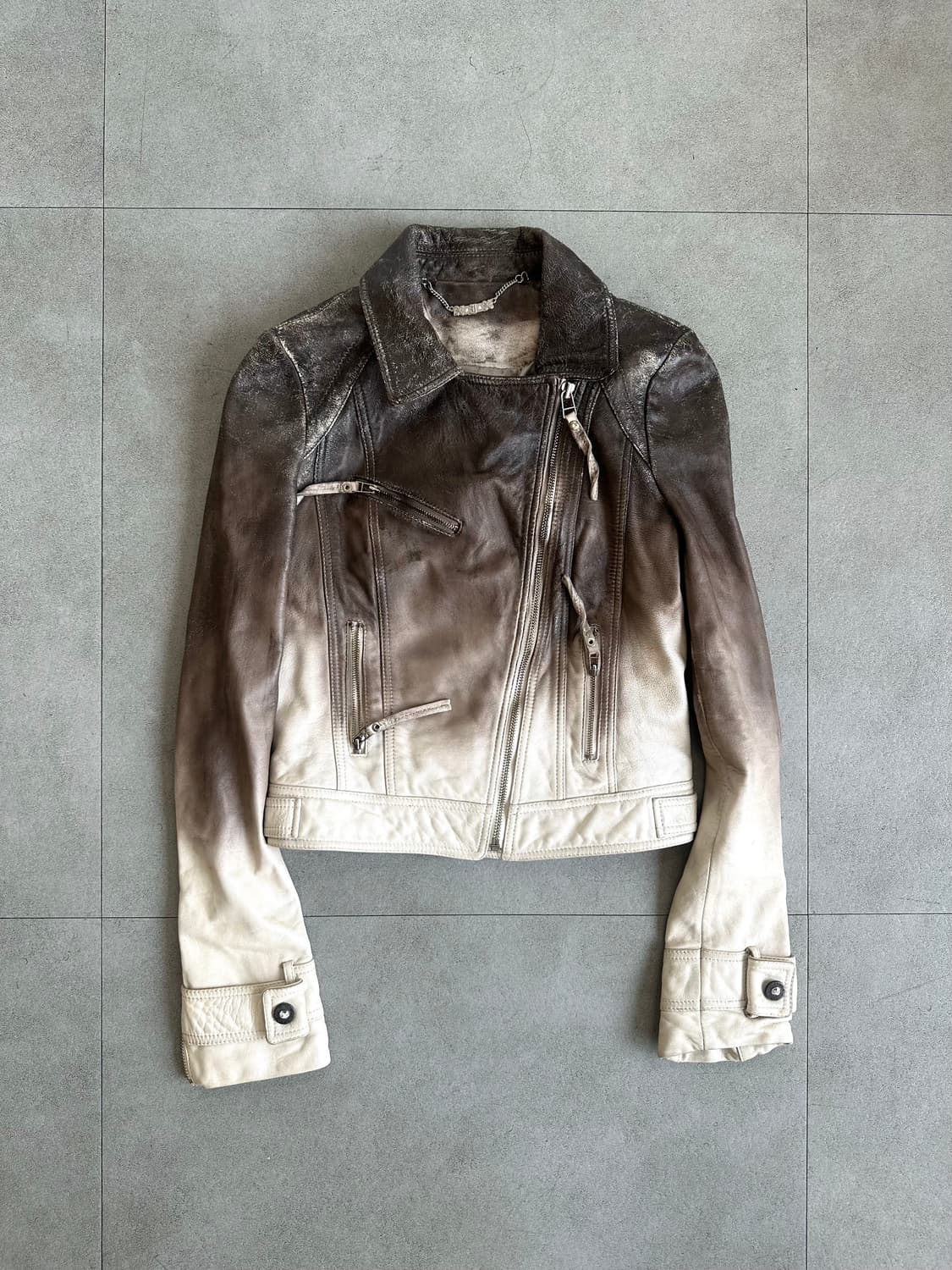 JPN VTG 디스트로이드 램스킨 브라운 레더 자켓 상품이미지1