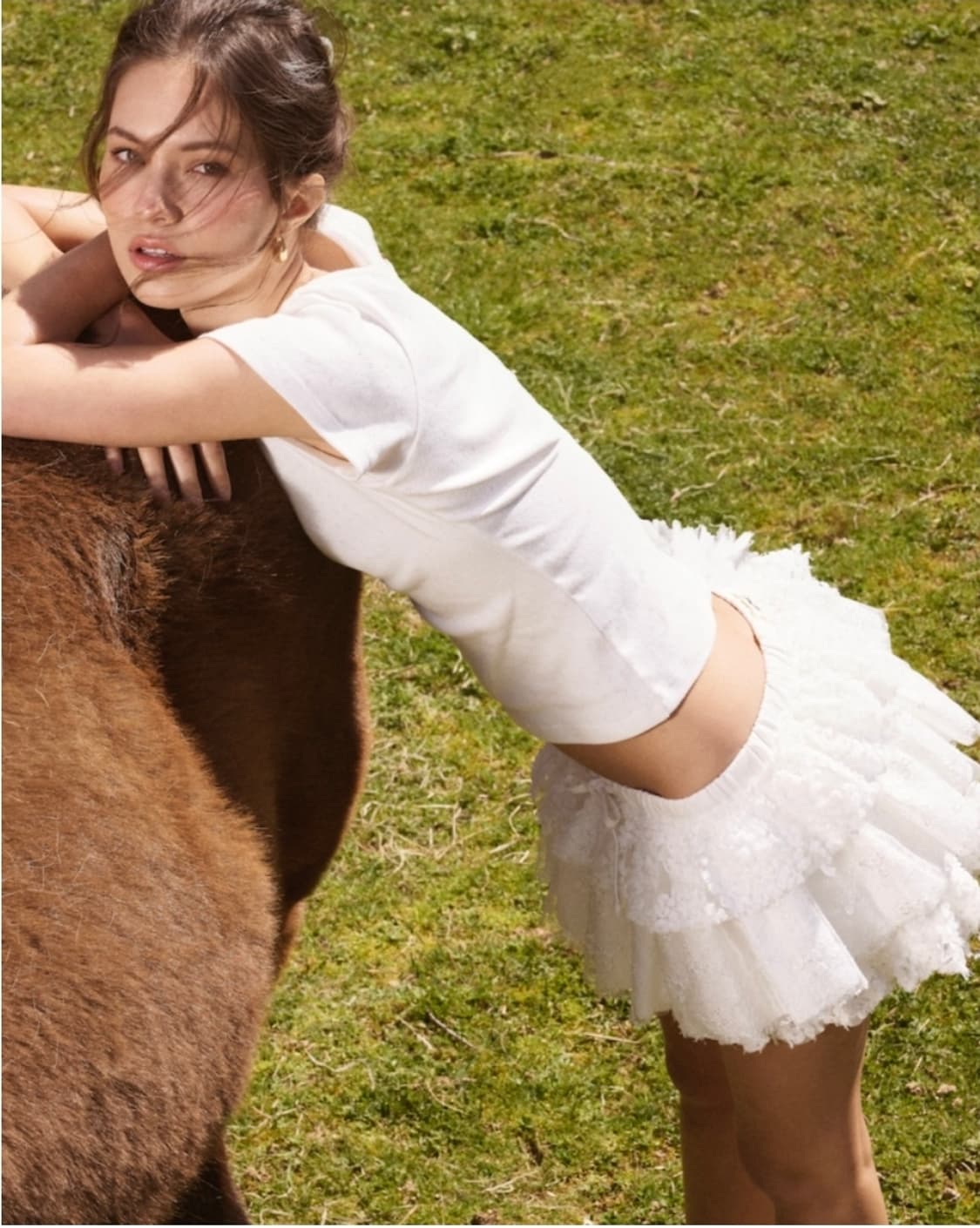 [GLOWNY] 글로니 레이스 러플 미니스커트 화이트 S 발레코어 여친룩 상품이미지1