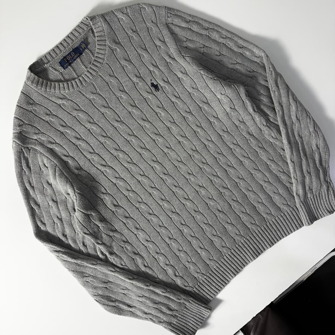 Polo  폴로 랄프로렌 자수 코튼 그레이 꽈배기 니트   상품이미지2
