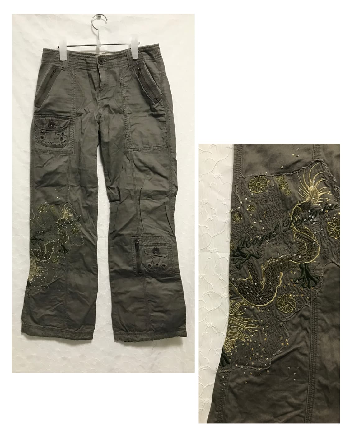빈티지 y2k 오리엔탈 자수 카고 팬츠 상품이미지1