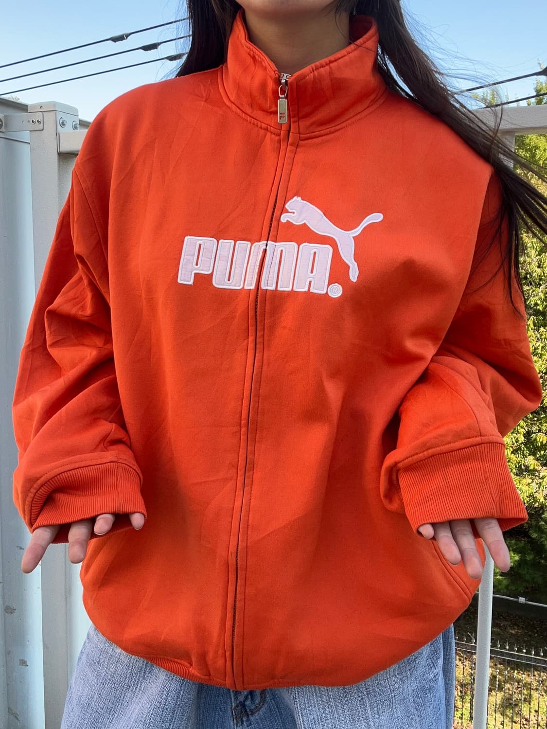 90s PUMA 올드스쿨 빅로고 오렌지 져지 트랙탑 상품이미지4