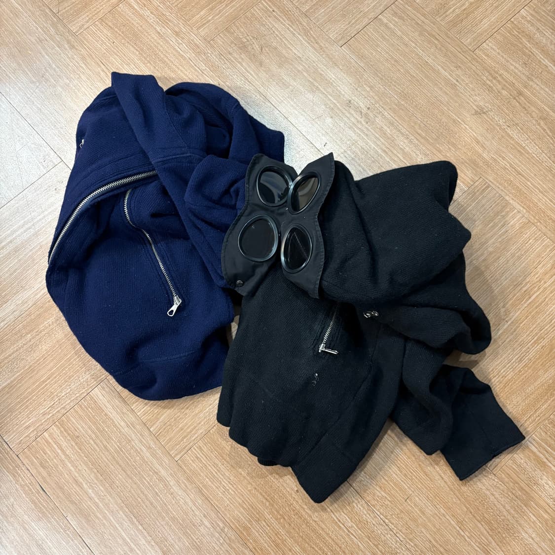 씨피컴퍼니 블랙 니트 고글 3 투웨이 지퍼 후디 자켓 상품이미지9