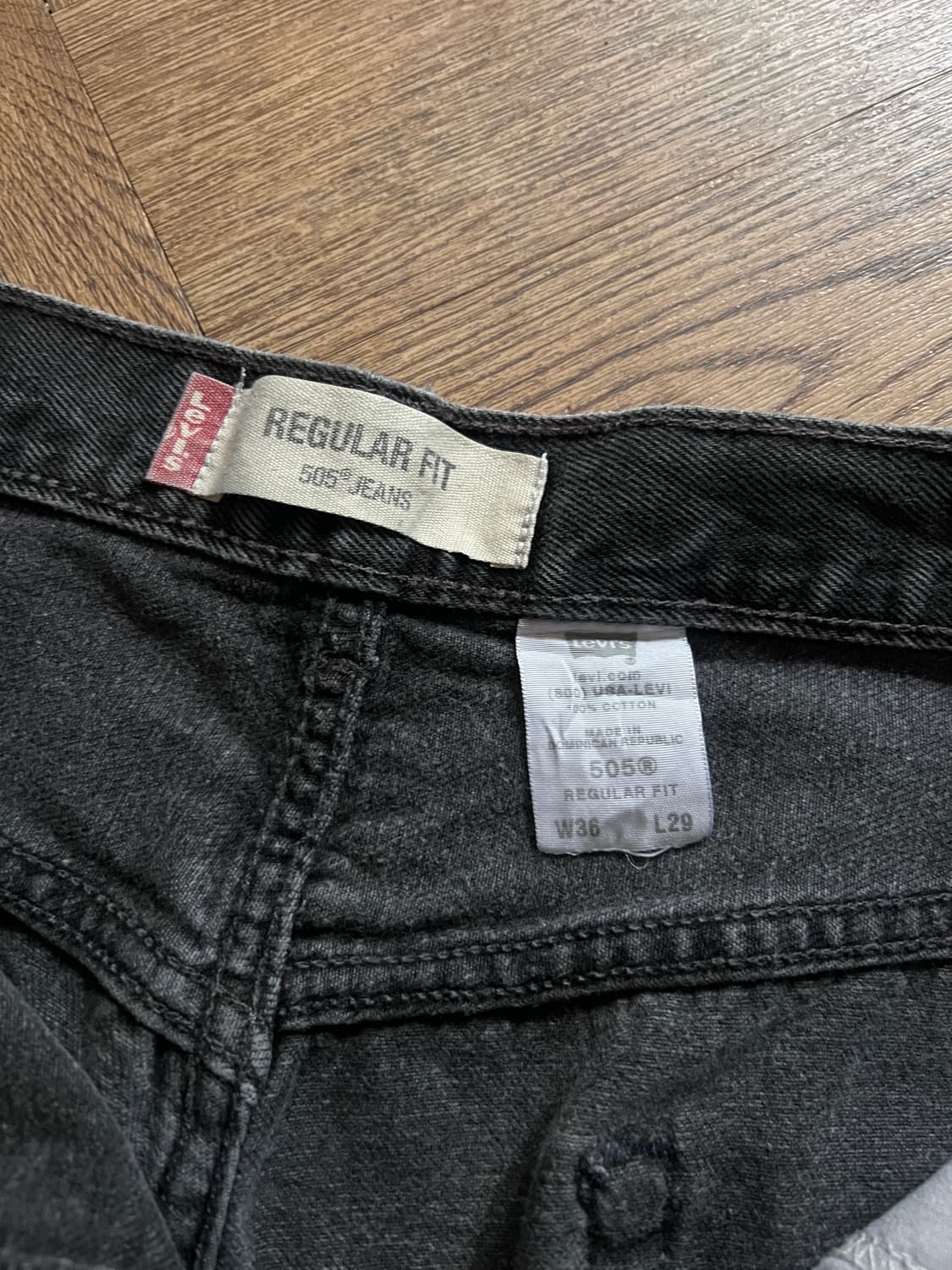 [36]00's 리바이스 USA 505 흑청 데님 팬츠 상품이미지5