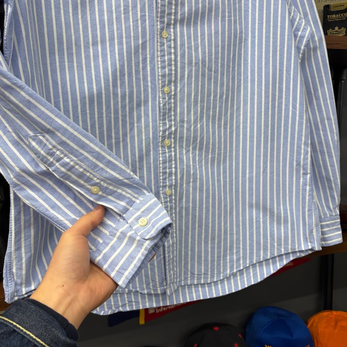 폴로 랄프로렌 신형로고 소라색 스트라이프 옥스포드 셔츠 N330 상품이미지5