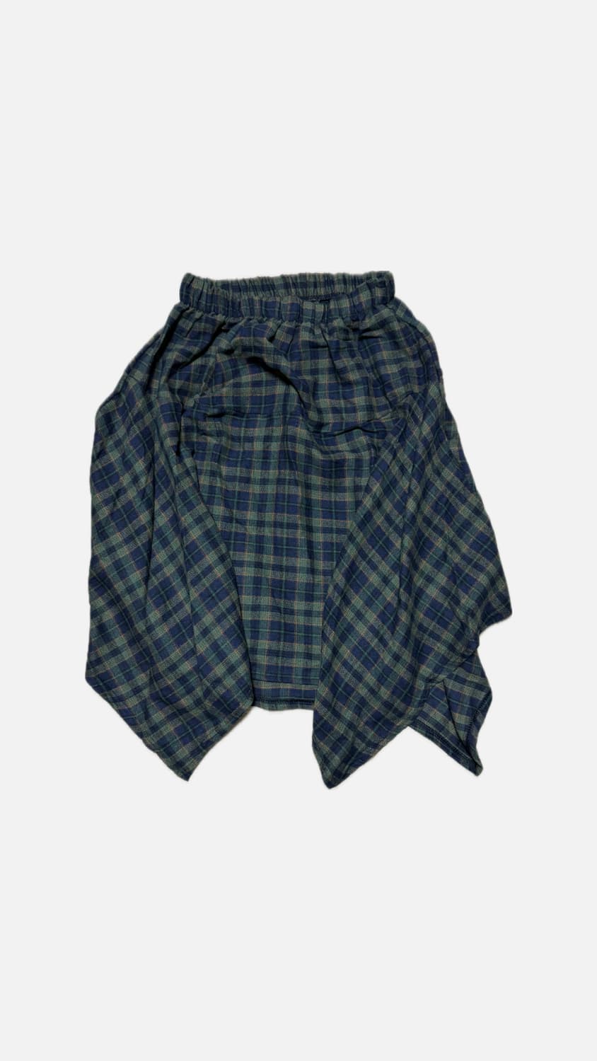 언발 체크 레이어드 스커트 네이비그린  상품이미지1