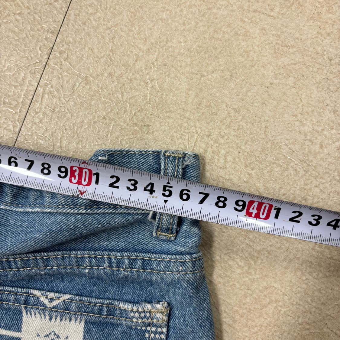 빈티지 에스닉 패턴 데님 핫팬츠 상품이미지5