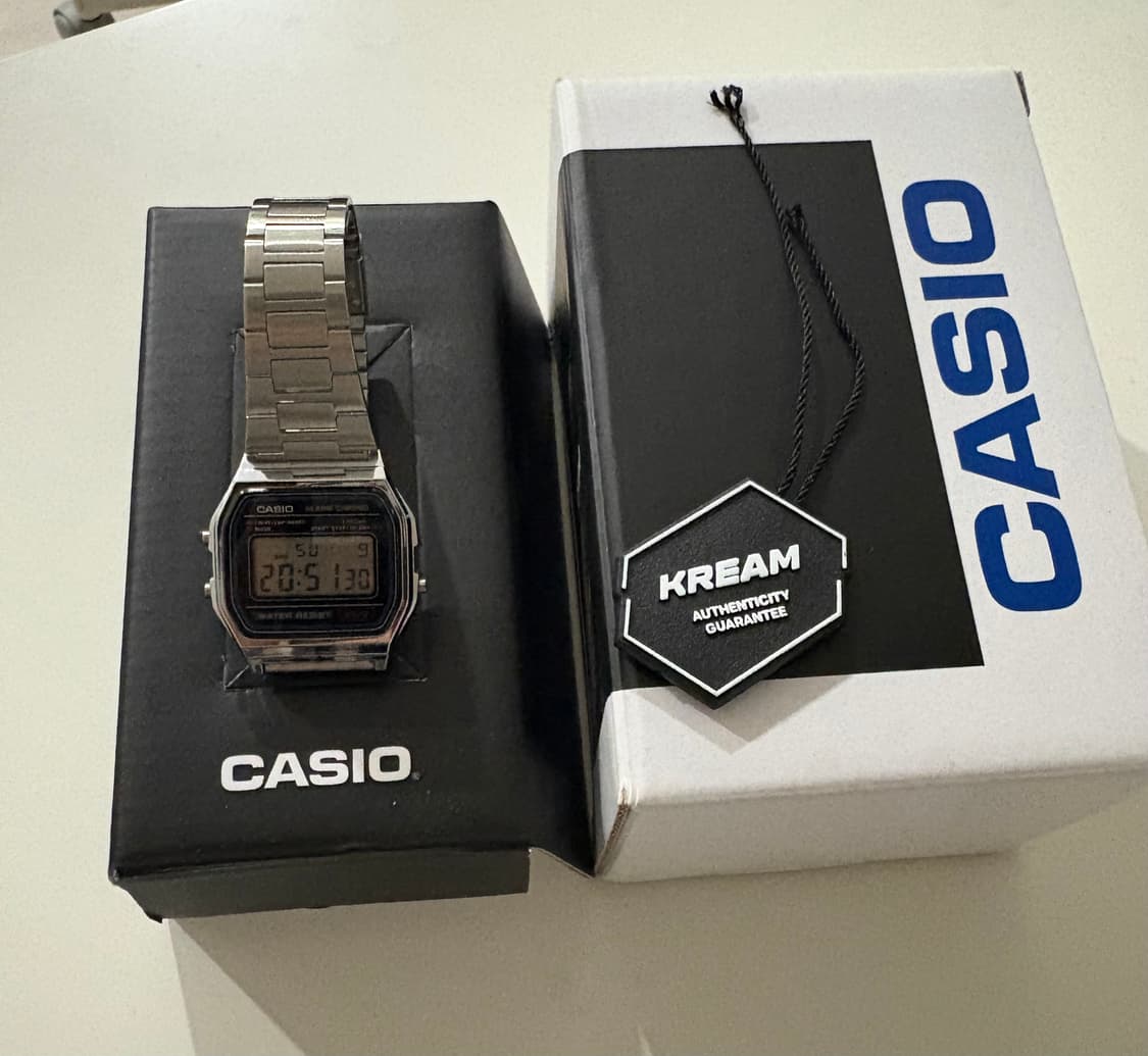 카시오 메탈시계 A158WA-1 + 풀박스 크림 상품이미지1