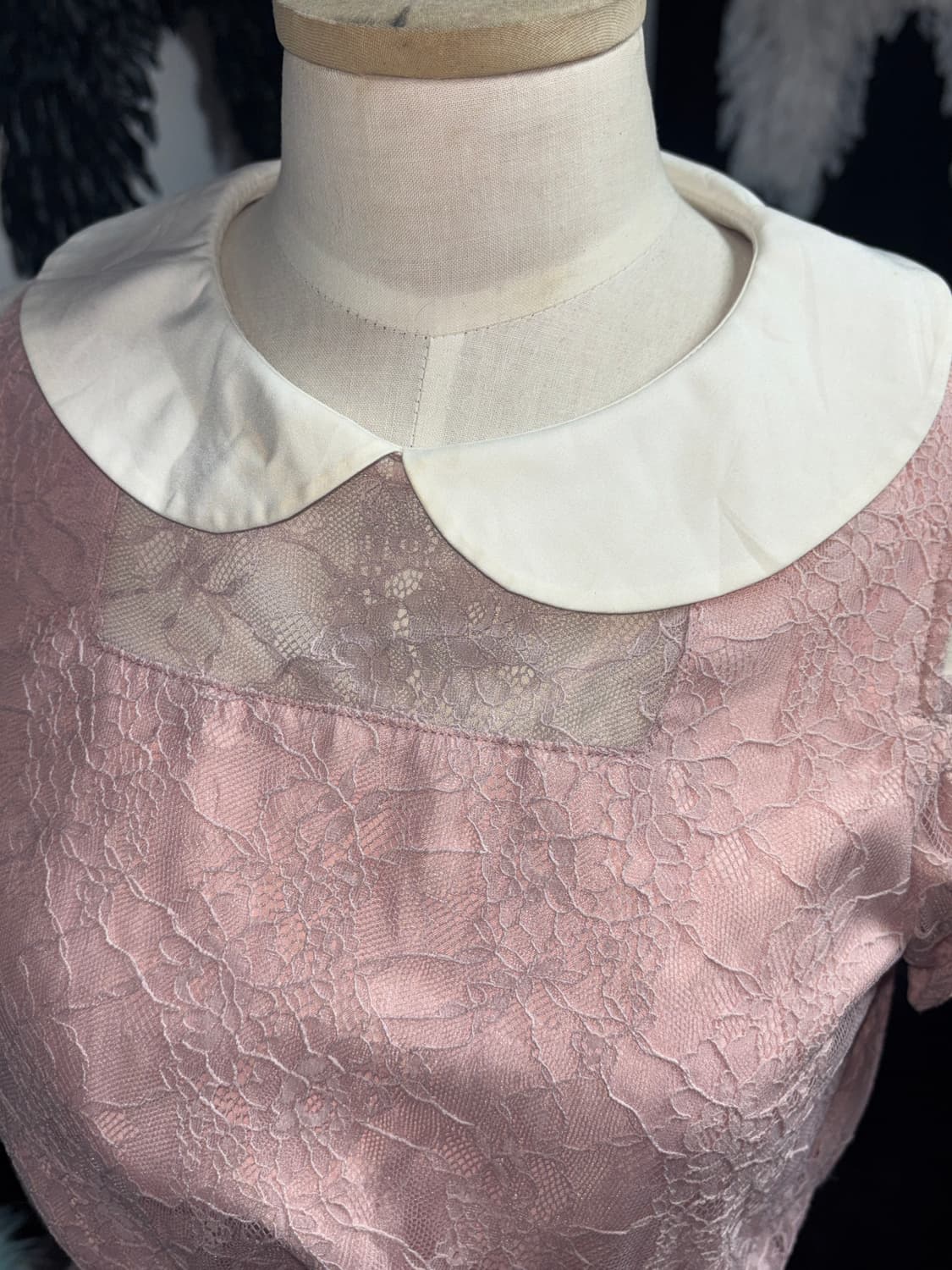 Ank Rouge Pink Lace Collar Romper 상품이미지3