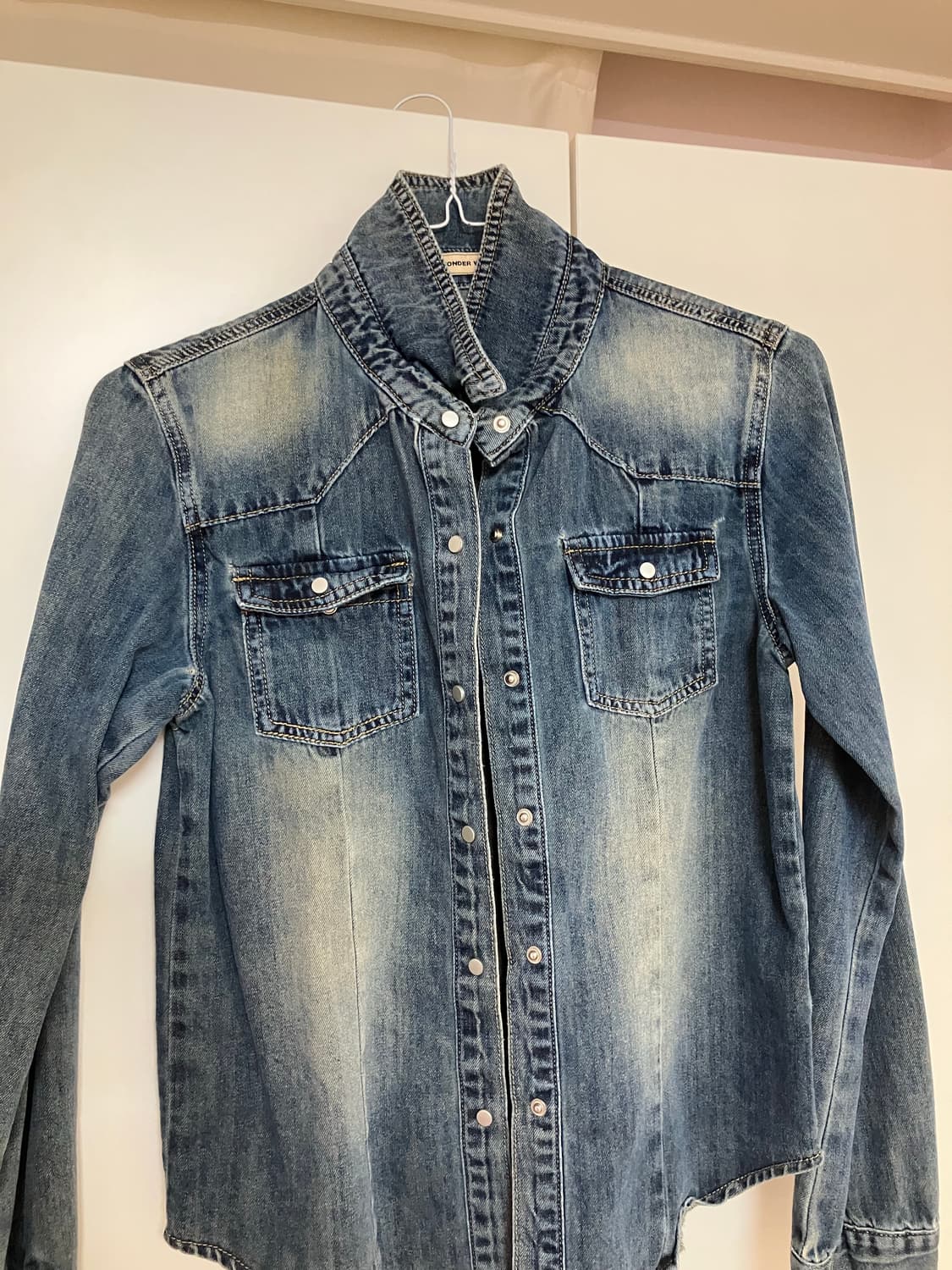 빈티지 워싱 청 데님 슬림핏 셔츠 자켓 상품이미지1