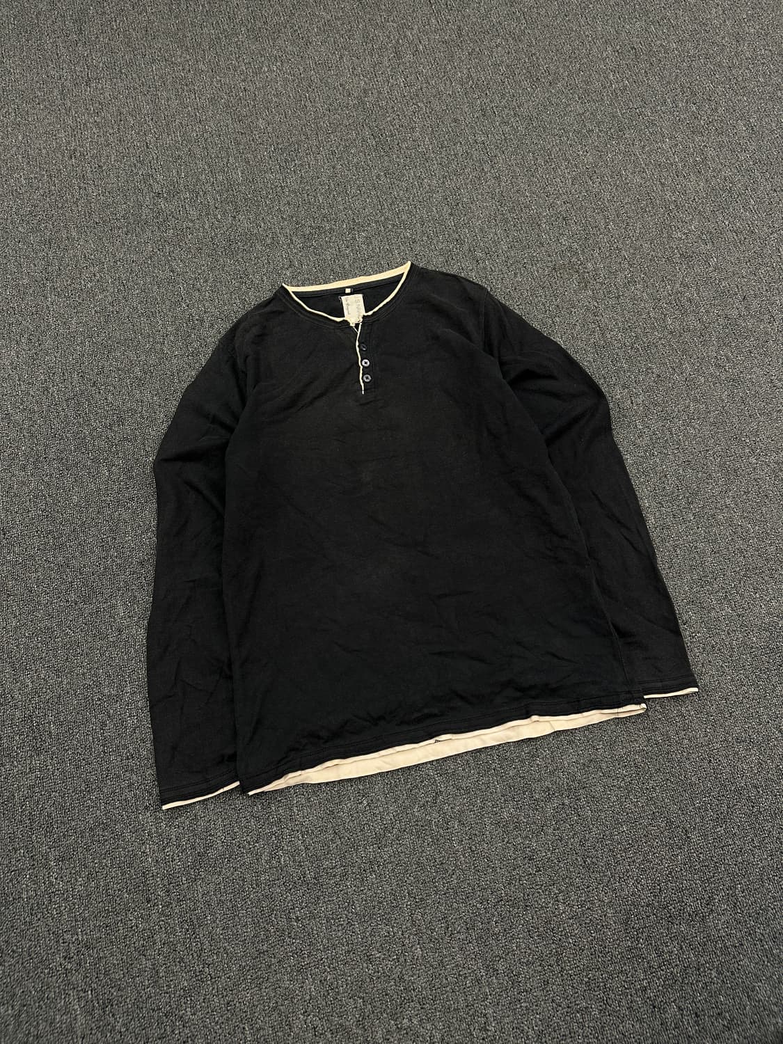 L) 재패니즈 빈티지 블랙 헨리넥 롱슬리브 긴팔티 상품이미지2