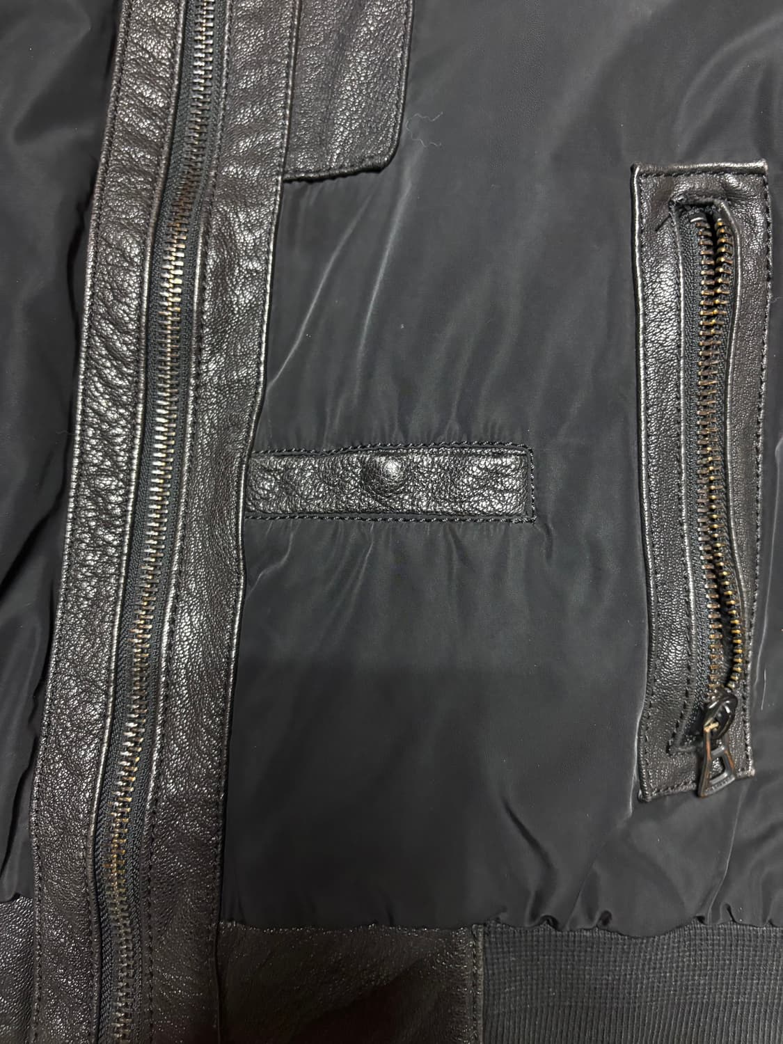 00s 휴고보스 오렌지라벨 레더 패치워크 봄버자켓 상품이미지6