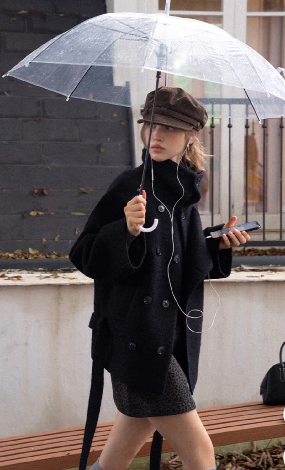 [새상품] Eggka 에그카 캐주얼 울 블랜드 숏 코트 블랙 S 상품이미지2