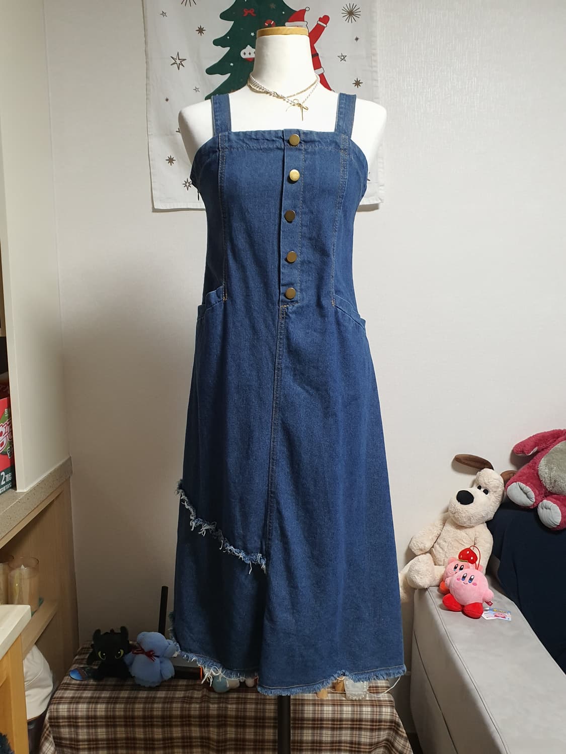 [빈티지] 데님 멜빵 롱 원피스 청멜빵 스커트 상품이미지1