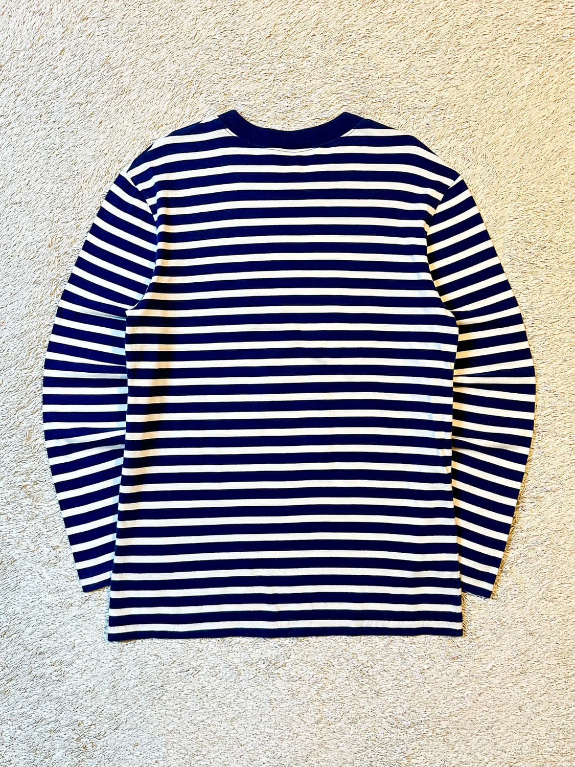 메종키츠네 트라이컬러 스트라이프 롱슬리브 긴팔 티셔츠 네이비 상품이미지3