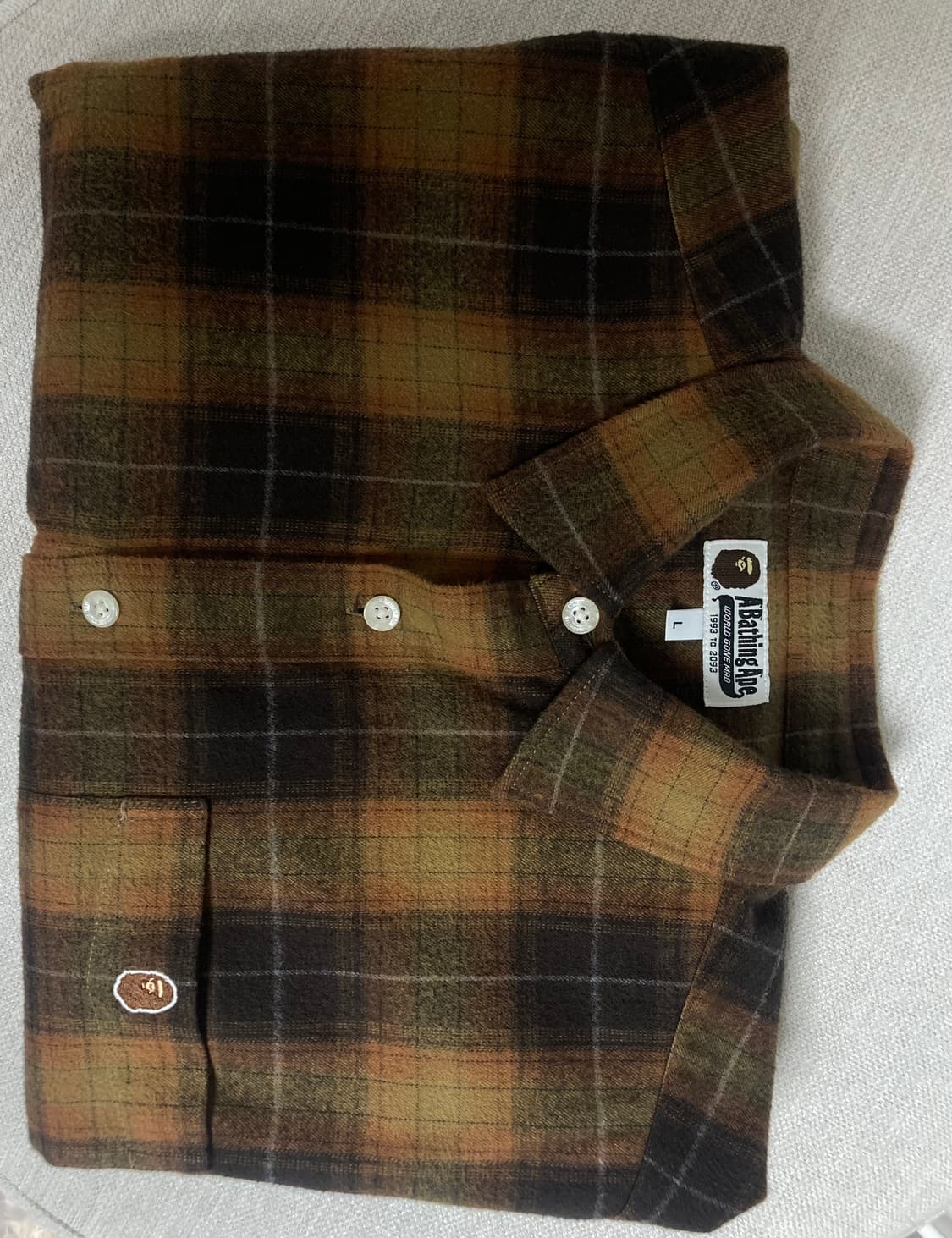 [BAPE] 베이프 에이프 헤드 원포인트 플란넬 체크 셔츠 상품이미지6