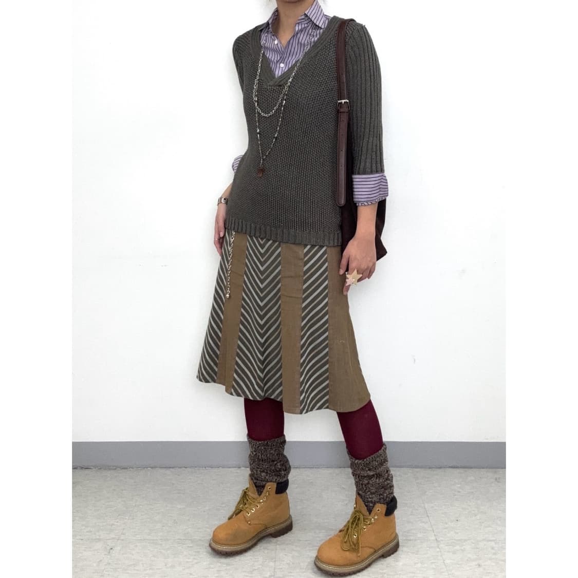 빈티지 카키 니트 상품이미지3