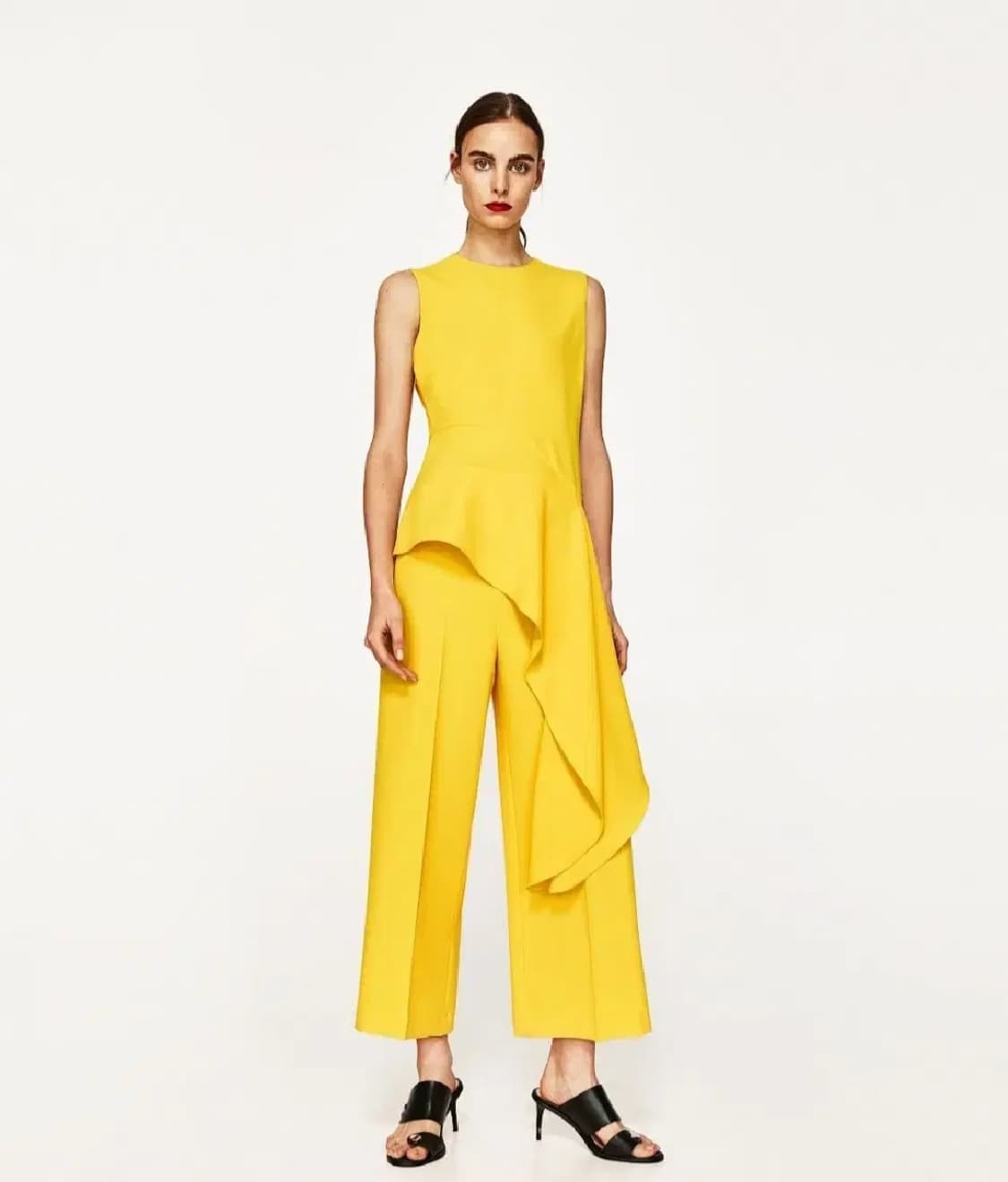 (새상품)ZARA WOMAN 비대칭 러플 옐로우 탑 상품이미지2