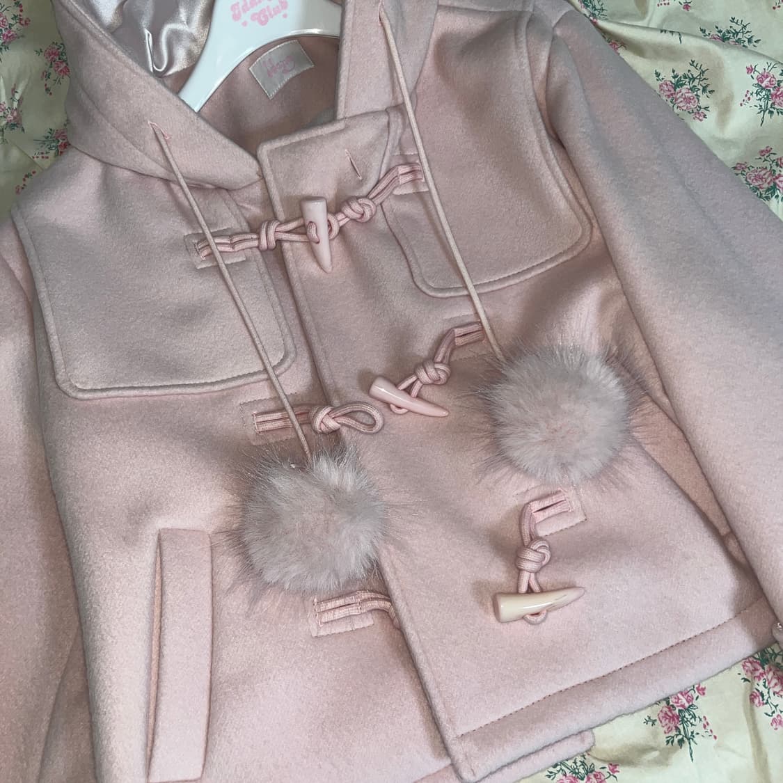 아이당클럽 폼폼 코트 숏 더플 연핑크 리즈리사 히메갸루 핀터레스트 상품이미지3