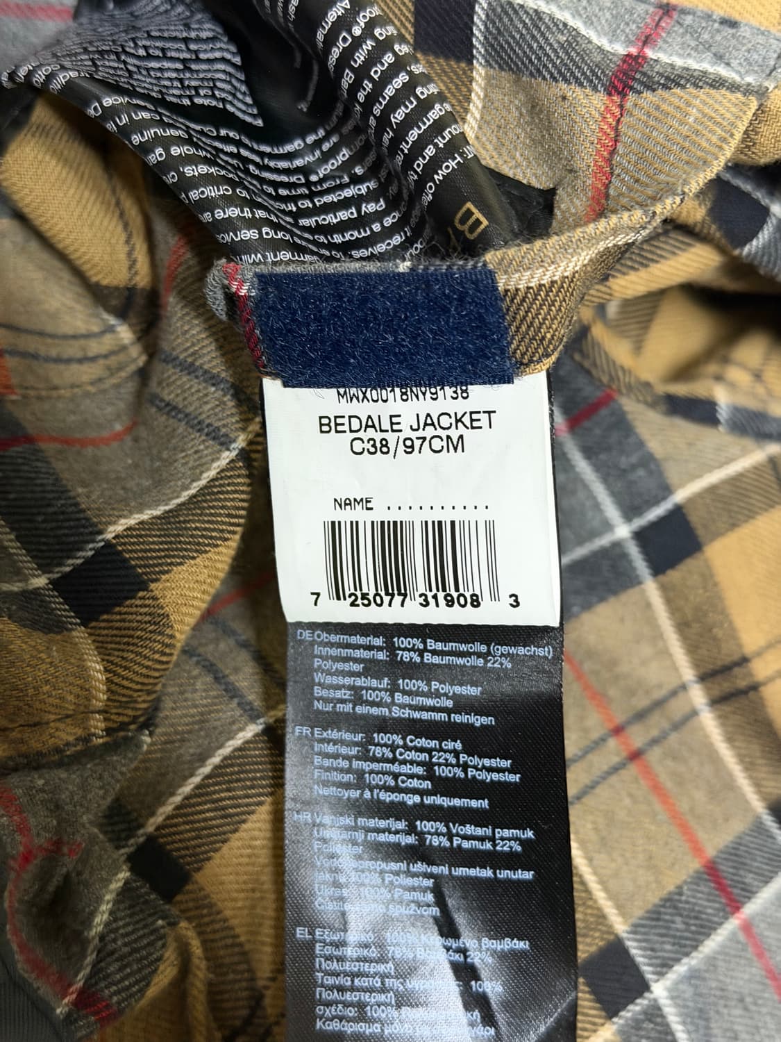 [38] 바버 비데일 왁스자켓(네이비) 상품이미지7