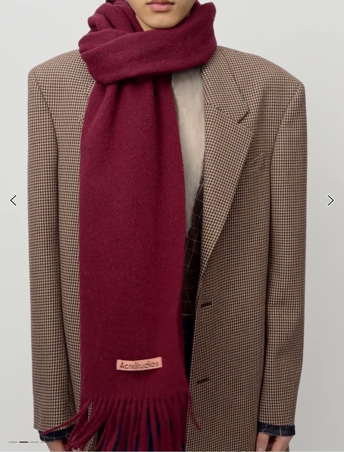 아크네스튜디오 프린지 울 머플러 슬림/버건디 멜란지 상품이미지2