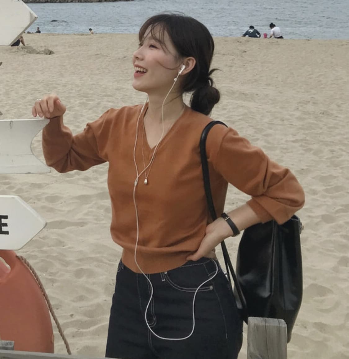 [Knizure] 데일리 소프트 니트 - 오렌지카멜 상품이미지1