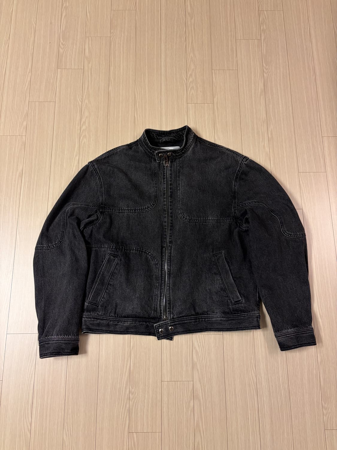 OBLATE BIKER DENIM JACKET BLACK 상품이미지3