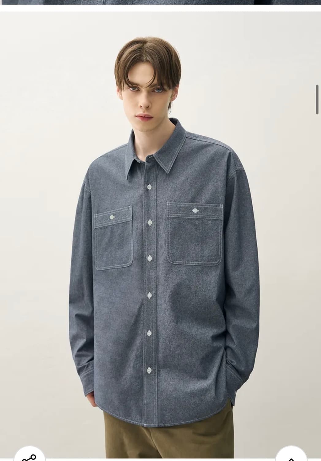 (XL) 드로우핏 워시드 코튼 샴브레이 워크 셔츠 [INDIGO] 판매 상품이미지7
