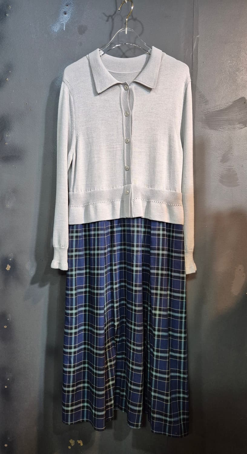 BCBG 니트 상의 체크 롱 원피스 66 77 상품이미지1