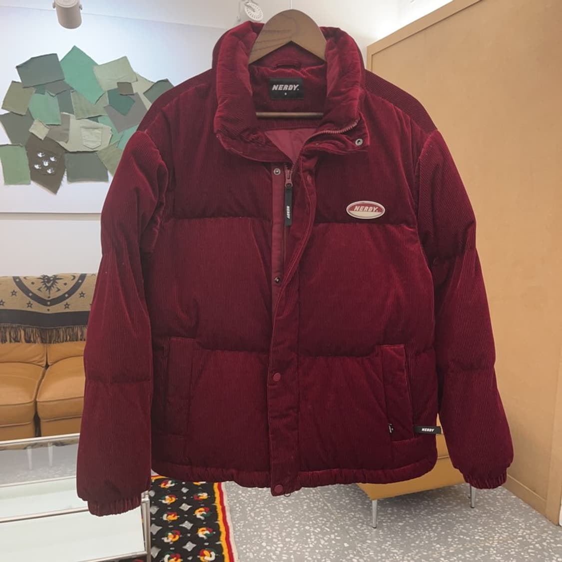 널디 유니크 코듀로이 골덴 버건디 와인 패딩 S C07018 상품이미지3
