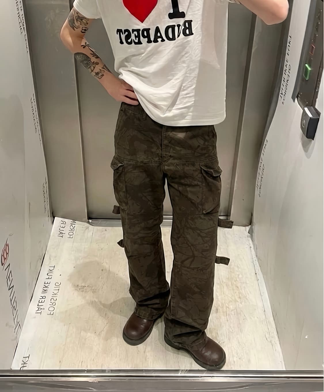 Good enough 굿이너프 페인팅 패턴 본디지 팬츠 상품이미지1