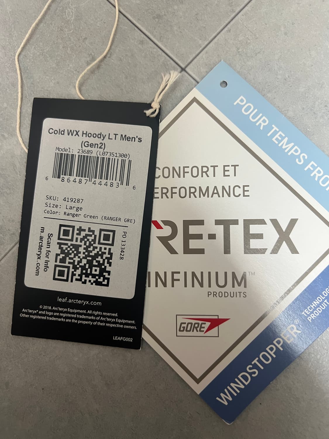 아크테릭스 리프 콜드 레인저그린 라지 판매합니다 상품이미지3