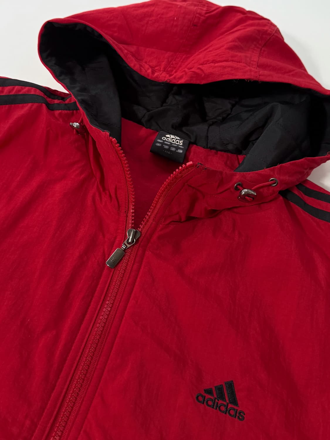 아디다스 오버사이즈 90‘s 다크레드 누빔 후드 점퍼 상품이미지4